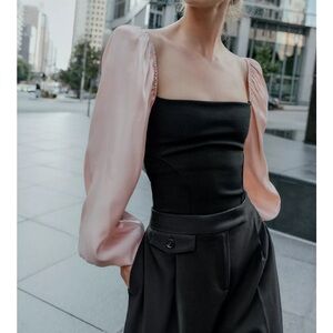 ZARA NWT Elegant Black and Pink Women's Bodysuit